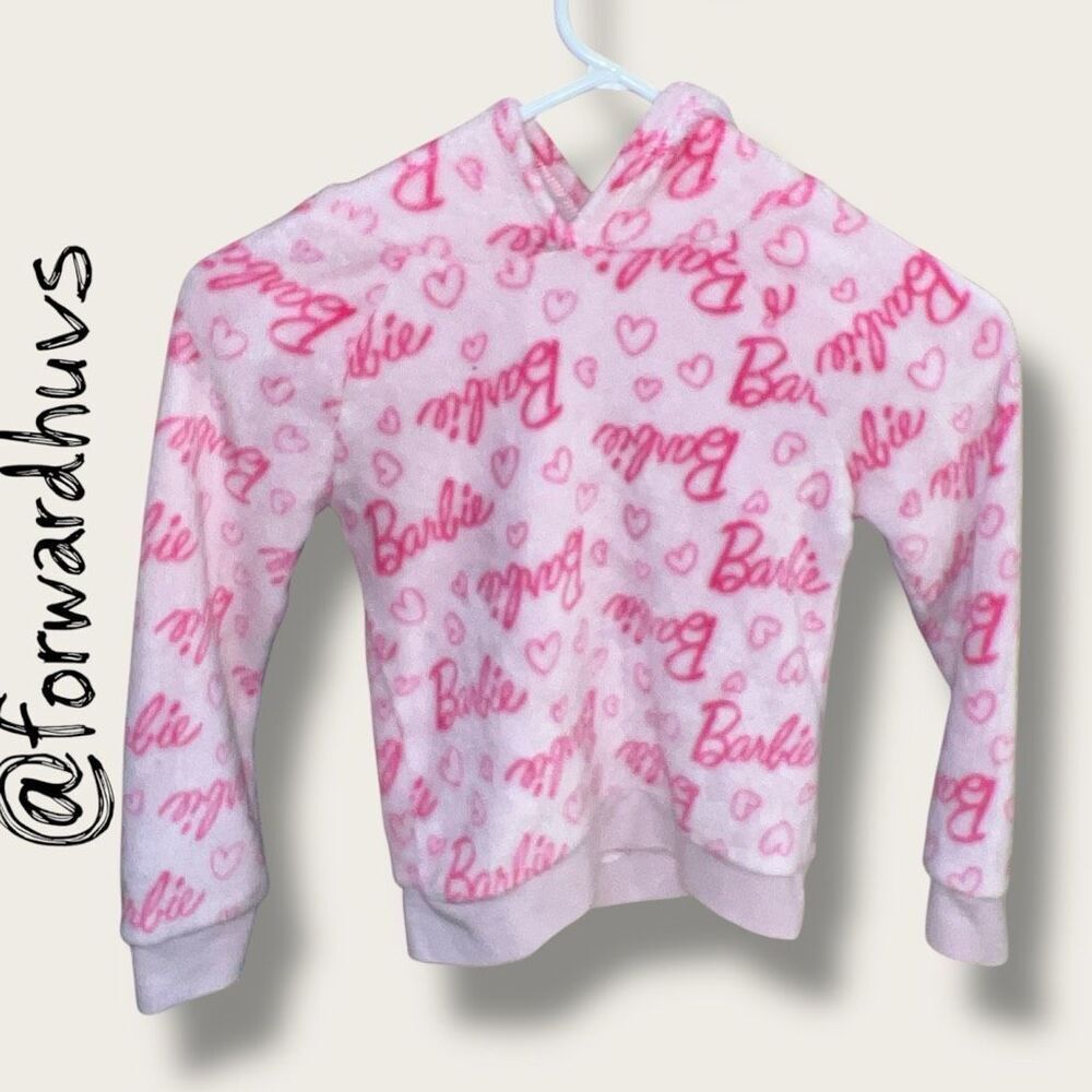 Barbie Logo Heart Print Fleece Hoodie – Size 6